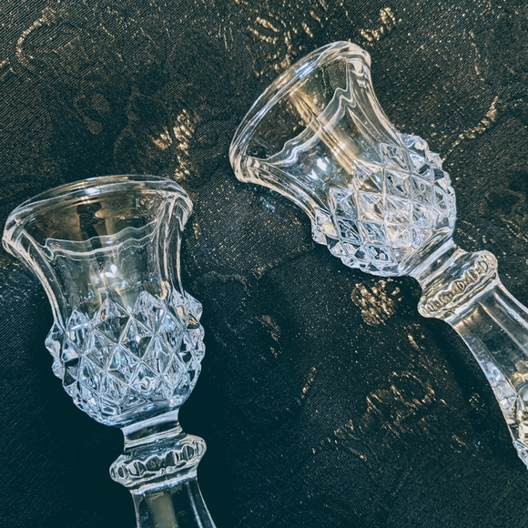 Cristal d Arques 24% Lead Crystal Cut Glass Candle Stick Holders  7" tall France - Picture 5 of 8
